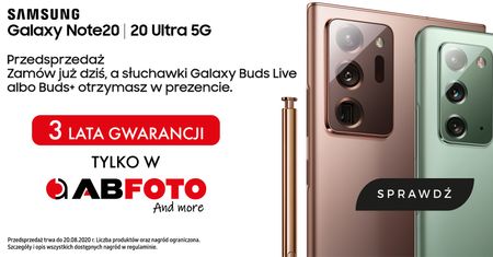 Ruszyła przedsprzedaż Samsunga Galaxy Note 20 – już od 4349 zł. Zamawiać już można w sklepie AB Foto - oficjalnego dystrybutora Samsunga