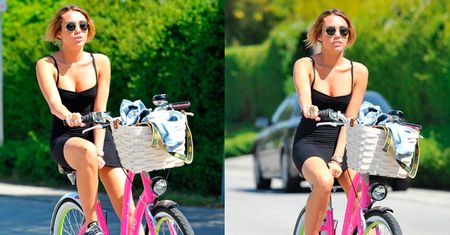 Miley zasłania majtki... Albo brak majtek