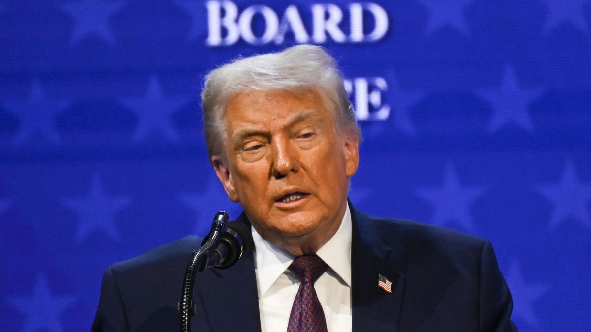 DAVOS, SWITZERLAND - JANUARY 22: US President Donald Trump speaks during the signing ceremony of the Peace Charter for Gaza as part of the 56th World Economic Forum in Davos, Switzerland on January 22, 2026. (Photo by Harun Ozalp/Anadolu via Getty Images)