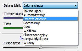 Gotowe ustawienia balansu bieli
