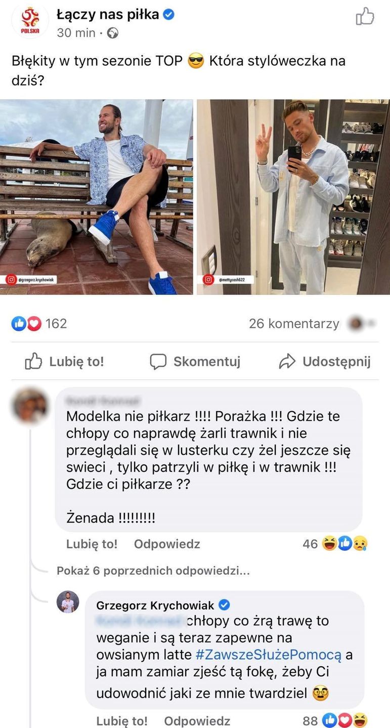 Grzegorz Krychowiak odpowiada na złośliwy komentarz fana