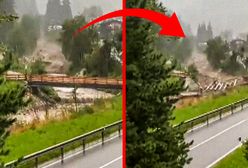 Wezbrana rzeka porwała most. Potężne ulewy w północnych Włoszech