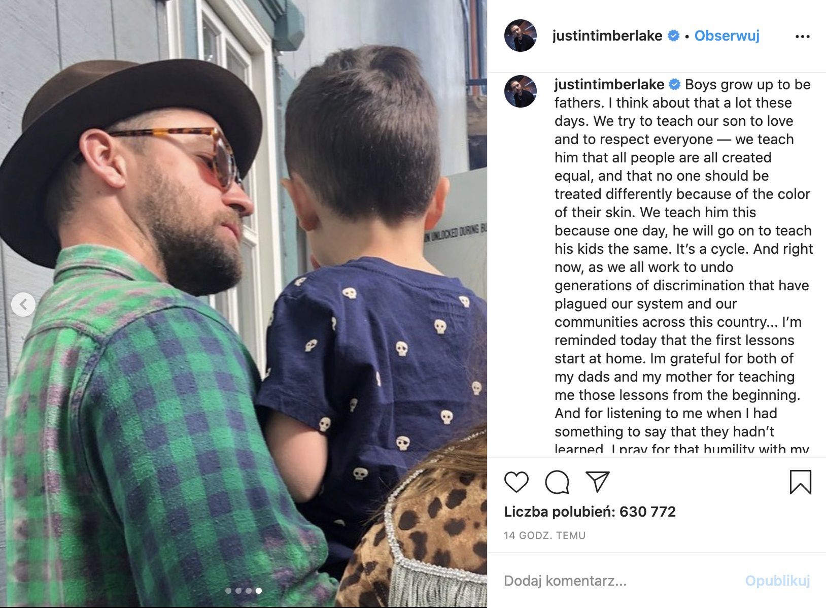 Justin Timberlake opowiada o wychowaniu syna