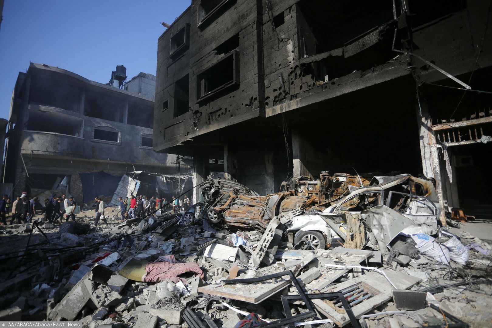 Temporary
GAZA CITY, GAZA - NOVEMBER 17: A view of debris of destroyed buildings after Israeli army's airstrike at Nuseirat Refugee Camp as Israel's attacks continue on its 42nd day in Gaza Strip on November 17, 2023. Ashraf Amra / Anadolu
AA/ABACA