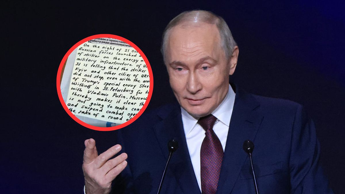 Na zdjęciu: screen z nagrania, w tle Władimir Putin