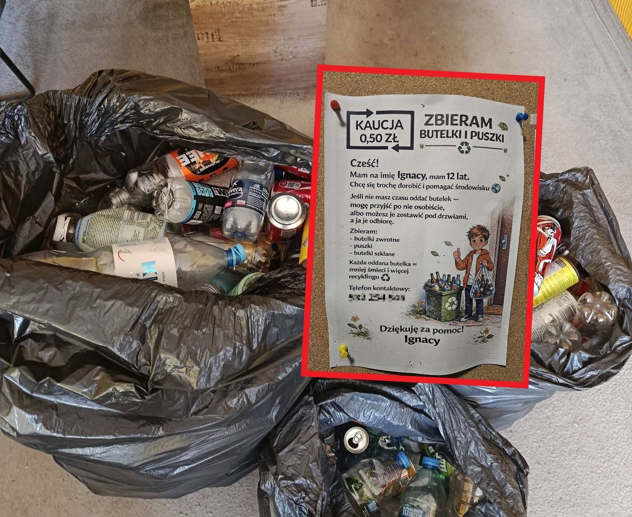 Ogłoszenie na klatce schodowej. Tak dorabia 12-latek