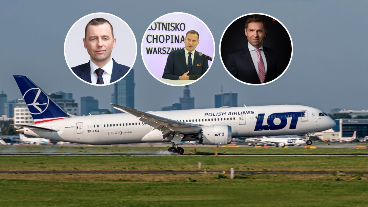 Od lewej: Mikołaj Wild, prezes CPK, Stanisław Wojtera, prezes PPL, Michał Fijoł, prezes PGL i LOT-u
