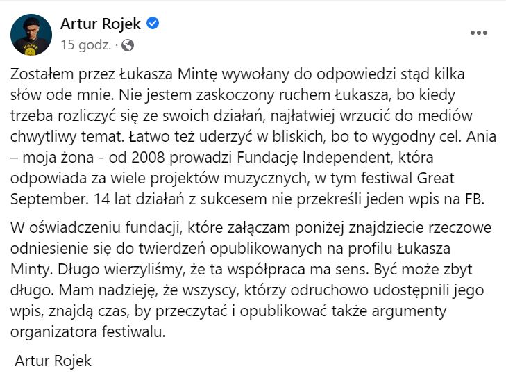 Artur Rojek kontra Łukasz Minta