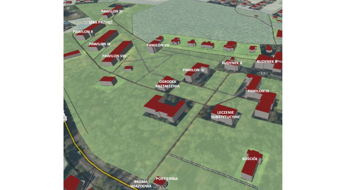 Mapka pokazująca, jak rozległy jest teren "Kochanówki"