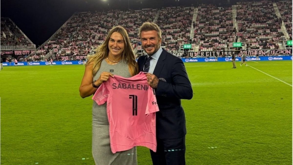 Aryna Sabalenka i David Beckham przed meczem Interu Miami