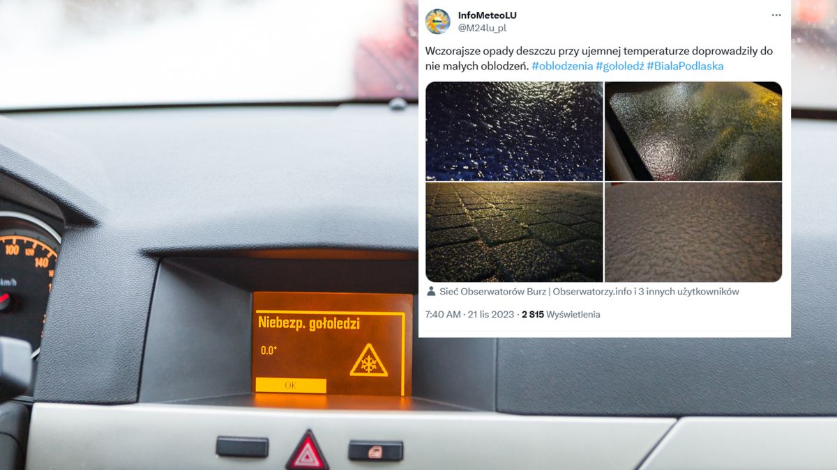 Oblodzenie chodnika w Białej Podlaskiej.