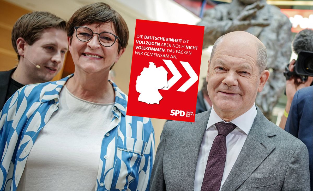 Współprzewodnicząca SPD Saskia Esken z kanclerzem Niemiec Olafem Scholzem, który również należy do SPD