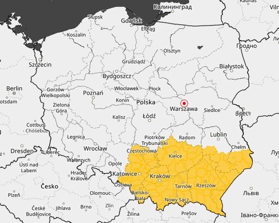 Radar burz. Wyładowania w sobotę są zapowiadane na południu kraju