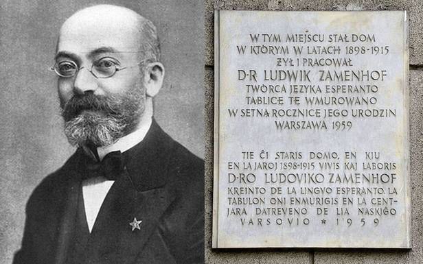 Twórca esperanto, Ludwik Zamenhof i poświęcona mu tablica