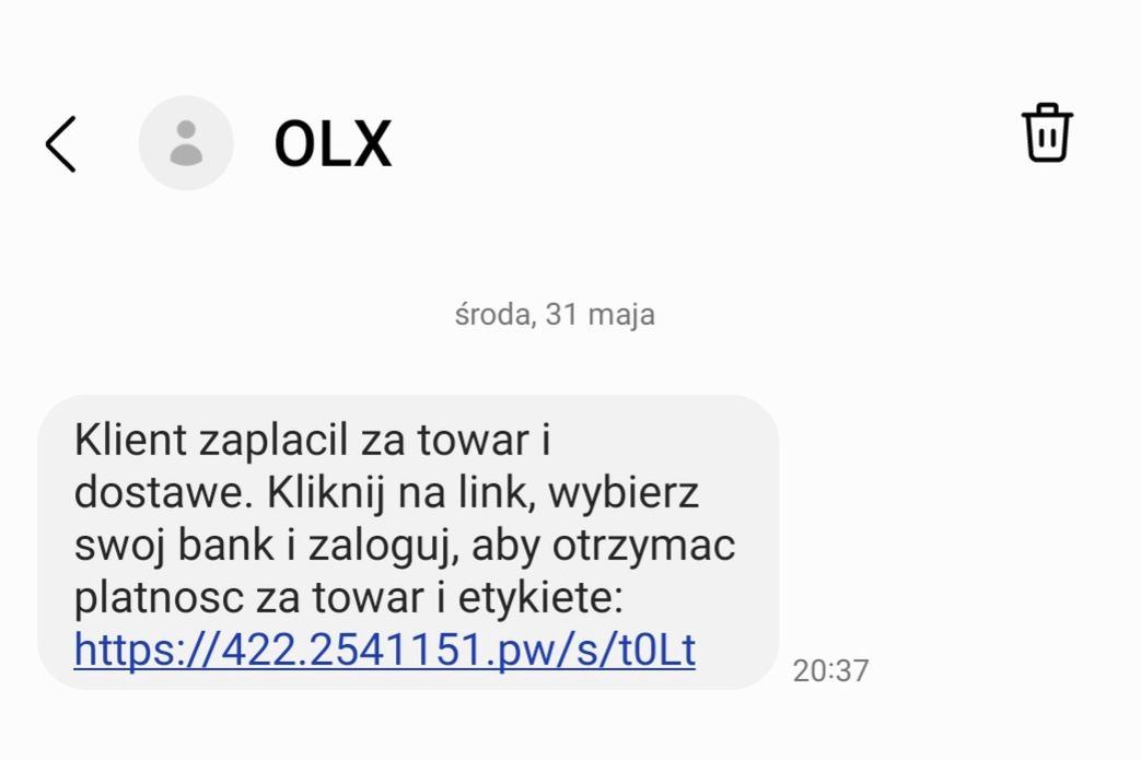 Fałszywy SMS "od OLX"