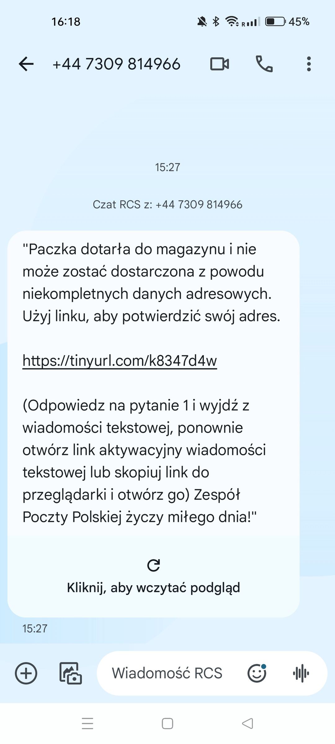 Fałszywa wiadomość, która dotarła do czytelniczki