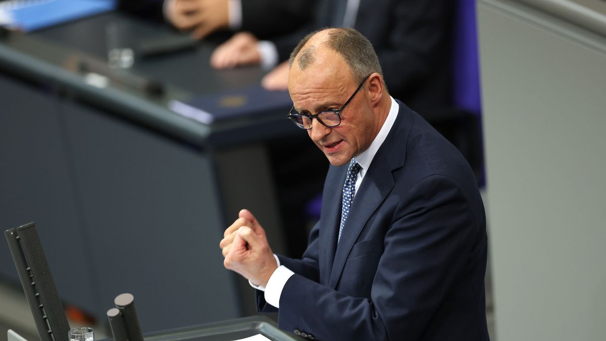 BERLIN, GERMANY - DECEMBER 16: CDU Federal Chairman and CDU/CSU Parliamentary Group Leader, Friedrich Merz, delivers a speech ahead of a vote of confidence at the Bundestag on December 16, 2024 in Berlin, Germany. Scholz requested the vote be held following the collapse of the three-party federal coalition in November. A majority of parliamentarians is expected to either abstain or vote no, which would trigger parliamentary elections, likely for February 23. (Photo by Maja Hitij/Getty Images)