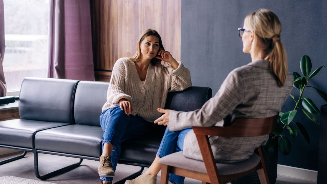 A young woman in a consultation with a psychologist listens to advice on improving behavior in life.
A young woman in a consultation with a professional psychologist listens to advice on improving behavior in life. The modern millennial woman is developing mindfulness and psychological health.
TITOVA ILONA
woman,psychology,psychiatry,indoors,office,advice,analysis,anxiety,stress,appointment,attention,client,communicate,communication,consult,conversation,couch,counseling,crisis,depression,dialogue,discuss,disorder,explain,friendly,health,help,issue,listen,listener,meeting,mental,patient,problem,professional,psychologist,psychotherapy,question,session,solution,speak,specialist,support,talk,therapist,therapy,trust,visit,work