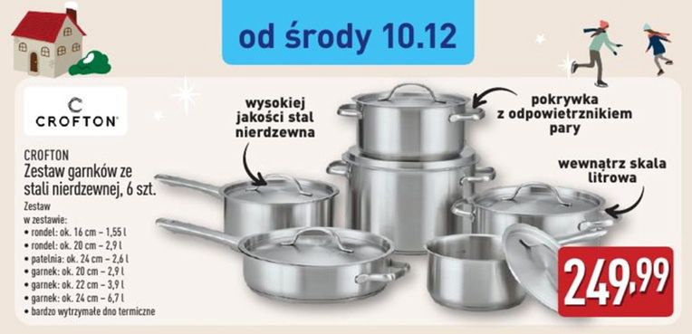 Promocja w Aldi na zestaw garnków ze stali nierdzewnej