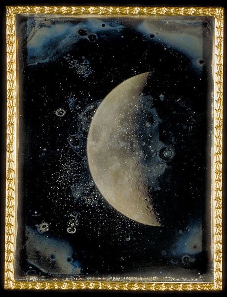Zdjęcie Księżyca wykonane w technice mokrego kolodionu.
