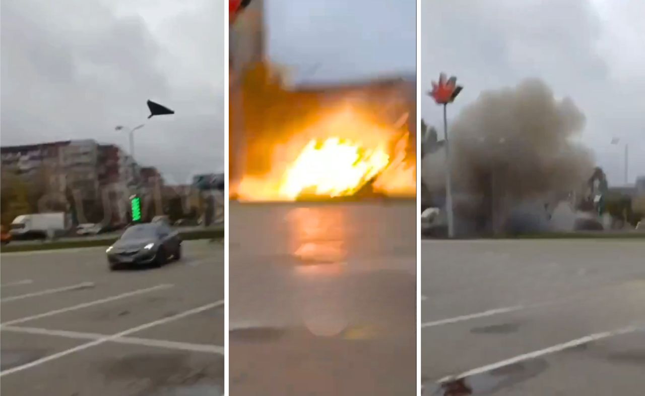 Dron uderzył w Sumy. Świadek wszystko nagrał