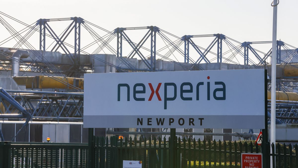 NEWPORT - NOVEMBER 19: A general view of the entrance to Nexperia a micro chip plant previously traded as Wafer Fab on November 19, 2022 in Newport, Wales, United Kingdom. The takeover of Britain's largest microchip plant Nexperia by a Chinese-owned company must be reversed the UK government has said. Newport Wafer Fab was acquired by Dutch-based technology company Nexperia, a subsidiary of Shanghai listed Wingtech, in July 2021. However, Nexperia must now sell 86% of its stake "to mitigate the risk national security" following a review. (Photo by Huw Fairclough/Getty Images)