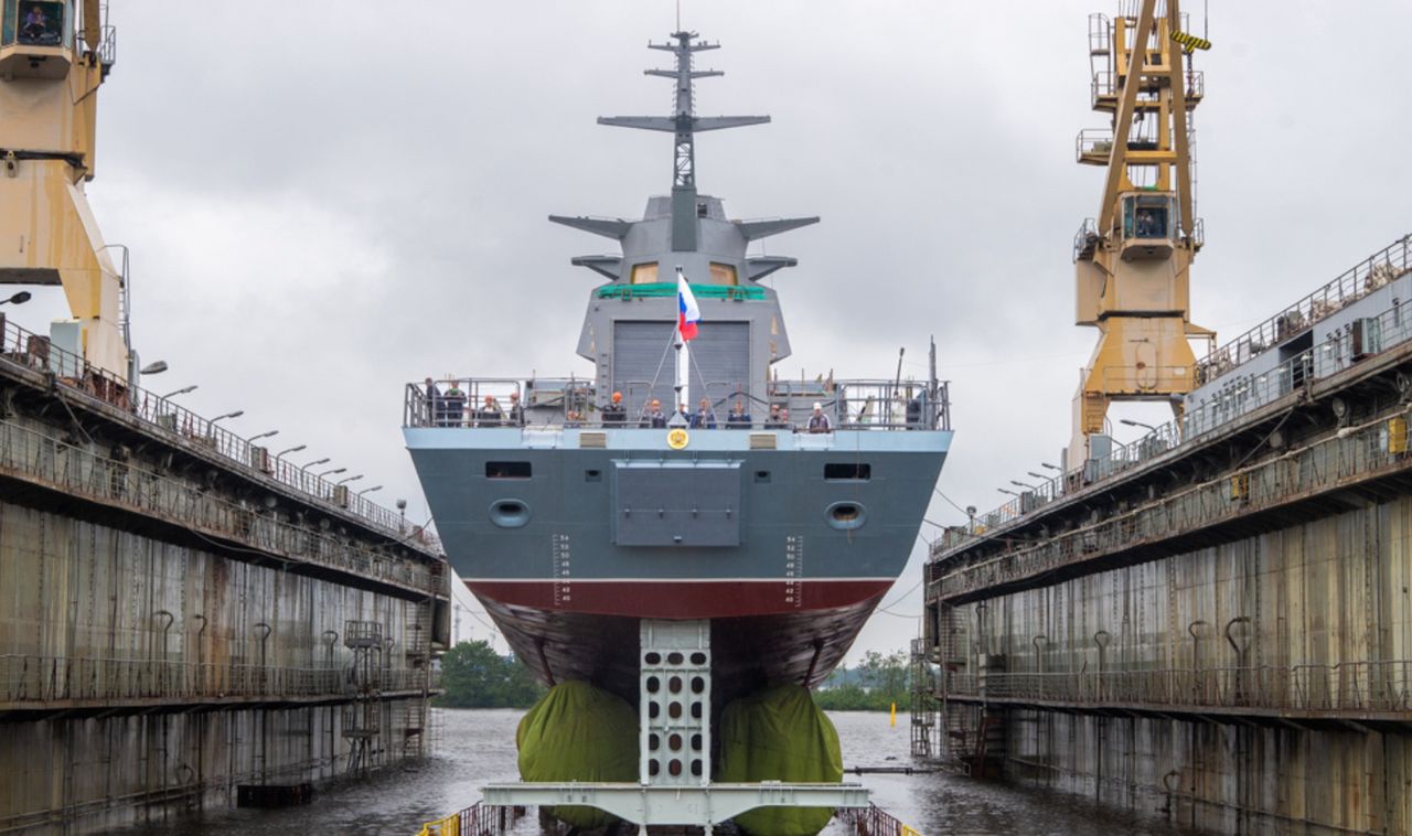 Corvette Prowornyj in the shipyard