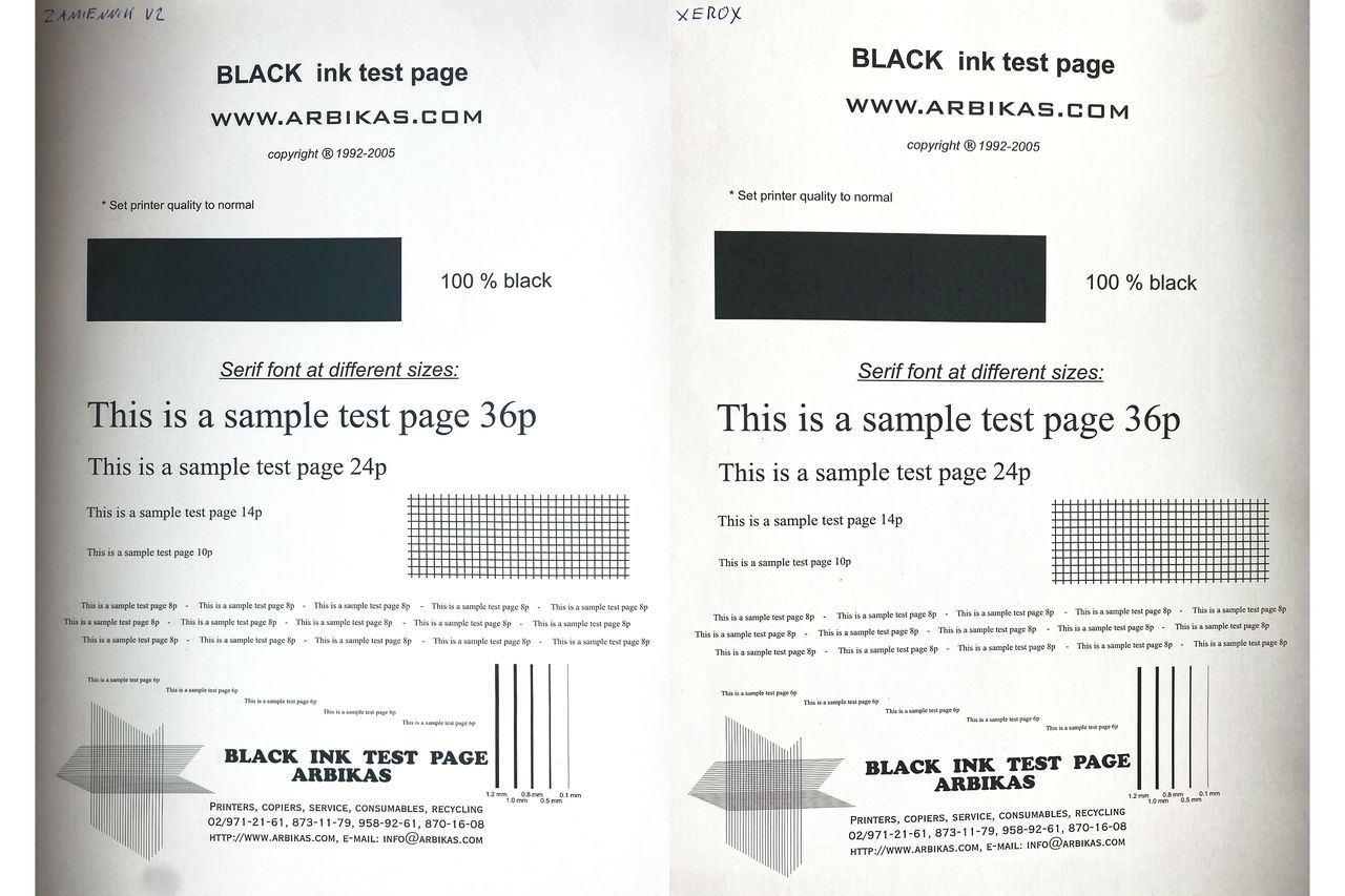 Wydruk porównawczy (prawa - xerox, lewa - 4ink) Po potrząśnięciu