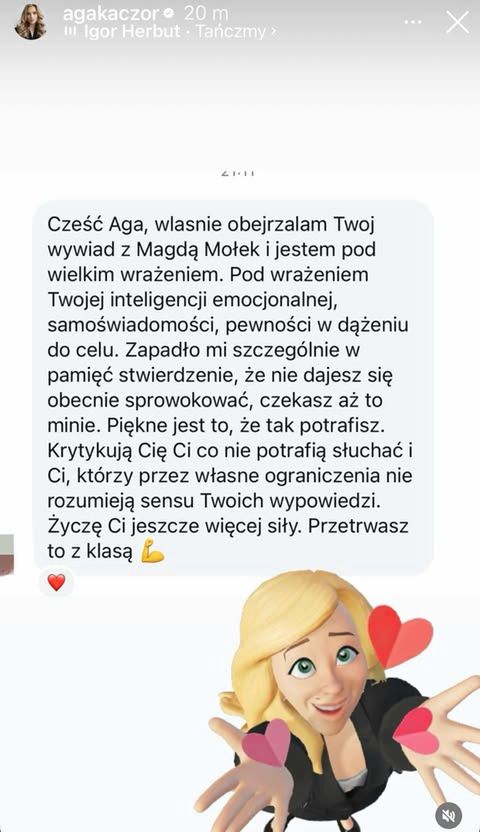 Agnieszka Kaczorowska dziękuje za wsparcie