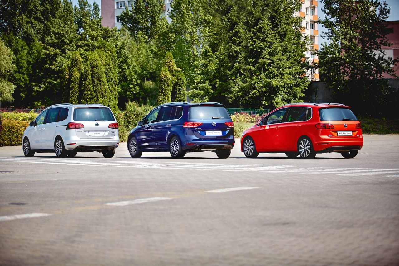 Od lewej: VW Sharan, VW Touran, VW Golf Sportsvan