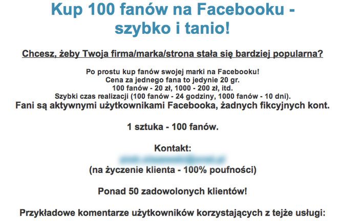Kup pan fanów na Fejsbuka - handel "żywym towarem" w Polsce 2