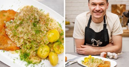 Tradycyjny schabowy z zasmażaną kiszoną kapustą. Na sam widok aż cieknie ślinka