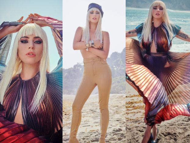 Lady Gaga tarza się po plaży na okładce amerykańskiego "Elle"