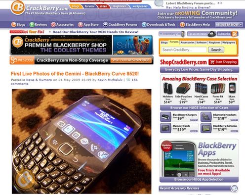 BlackBerry Curve 8520 na zdjęciach