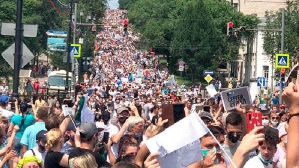 Sobotnia demonstracja w Chabarowsku przyciągnęła nawet 50 tys. osób