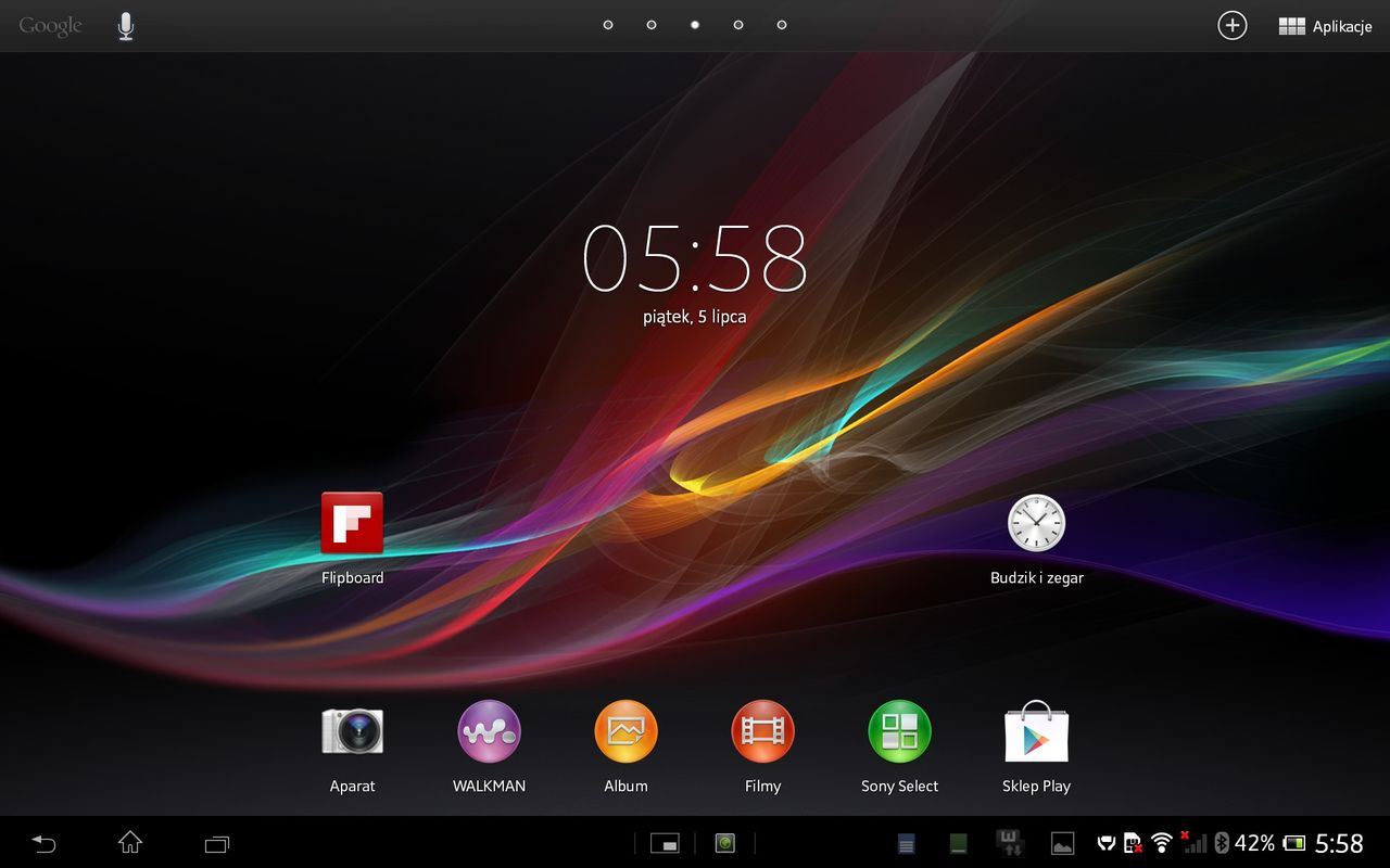 Sony Xperia Tablet Z - interfejs