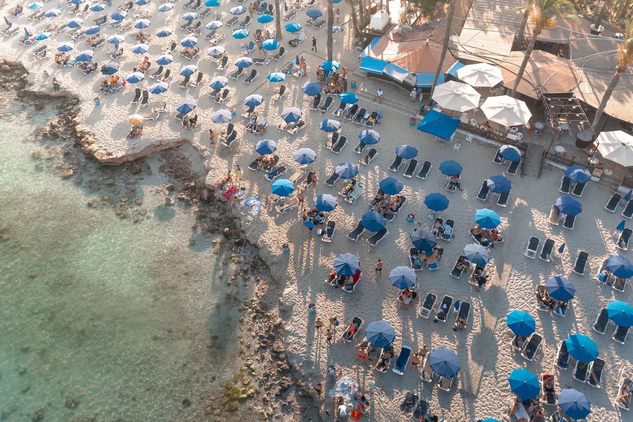 Tourists enjoy the sun in Cyprus
