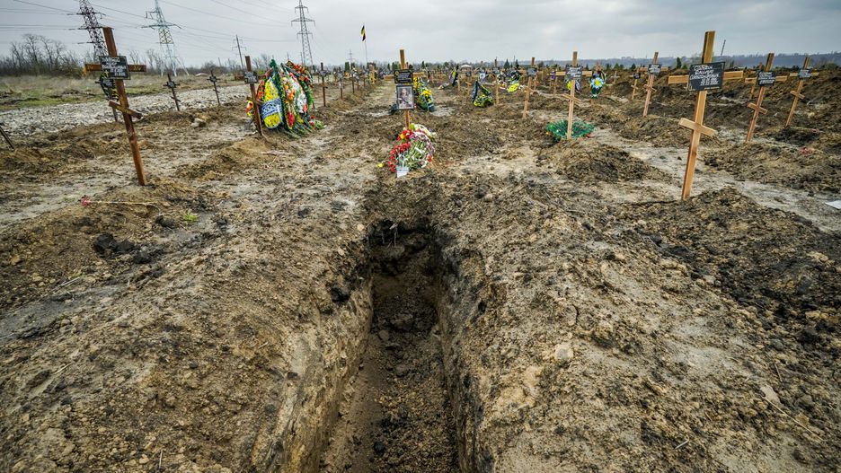 A new grave is opened for a new future burial of a killed soldier in the Russia´s war in Ukraine in the military cemetery of Dnipropetrovsk. (Photo by Celestino Arce/NurPhoto via Getty Images)