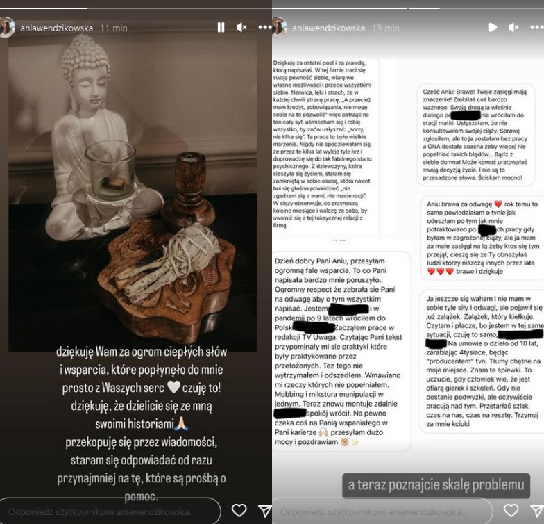 Anna Wendzikowska dziękuje za wsparcie