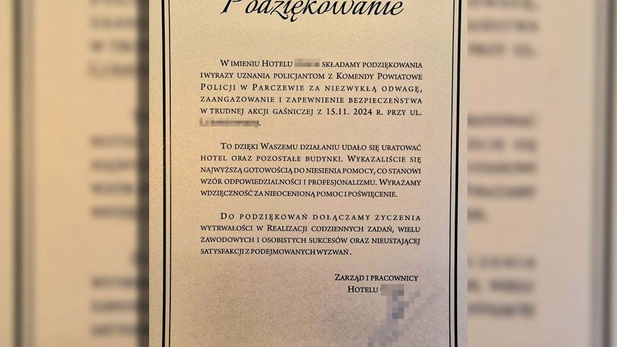 podziękowanie dla policjantów