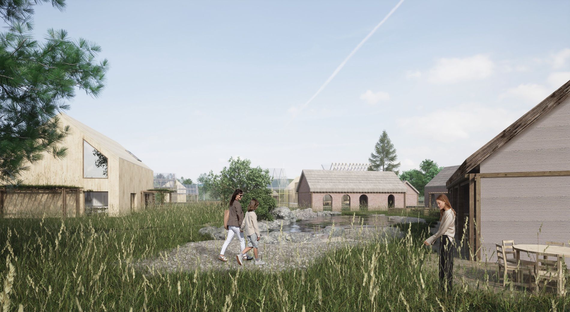 Koncepcja osiedla mieszkaniowego 2075. Widok na domy jednorodzinne