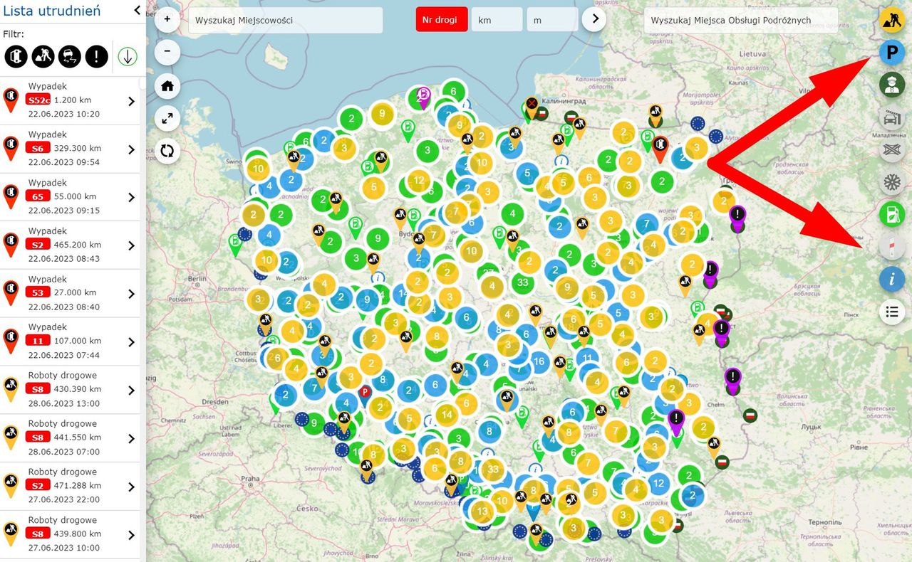 Kategorie zdarzeń na interaktywnej mapie