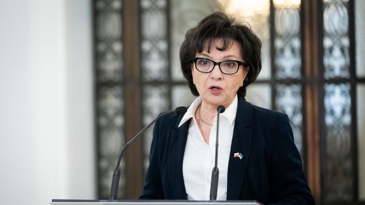 Marshal of the Sejm Elzbieta Witek during the 50th session of the Sejm (lower house of Polish Parliament) in Warsaw, Poland on March 8, 2022 (Photo by Mateusz Wlodarczyk/NurPhoto via Getty Images)