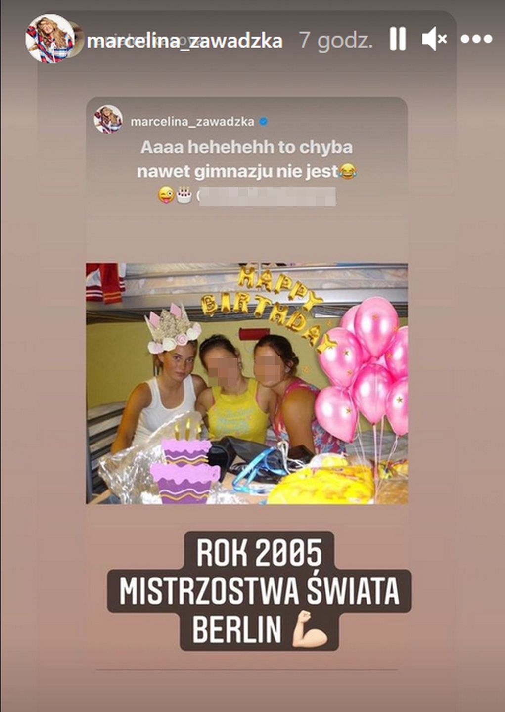 Screen z InstaStories Marceliny Zawadzkiej