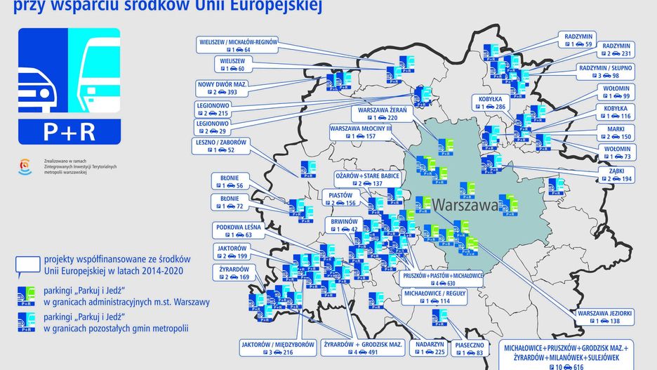 Sieć parkingów „Parkuj i Jedź” jest stale rozbudowywana w metropolii warszawskiej.