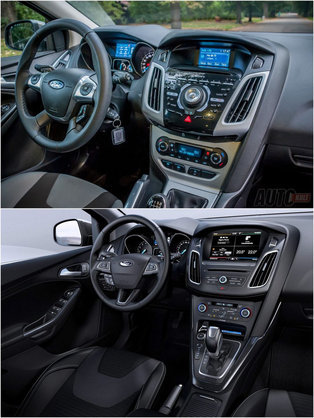 Ford focus - wnętrze przed i po liftingu