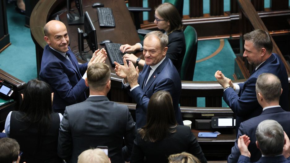 Premier Donald Tusk z posłami KO w Sejmie