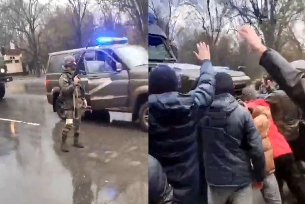 Melitopol. Cywile zablokowali przejazd rosyjskich wojsk