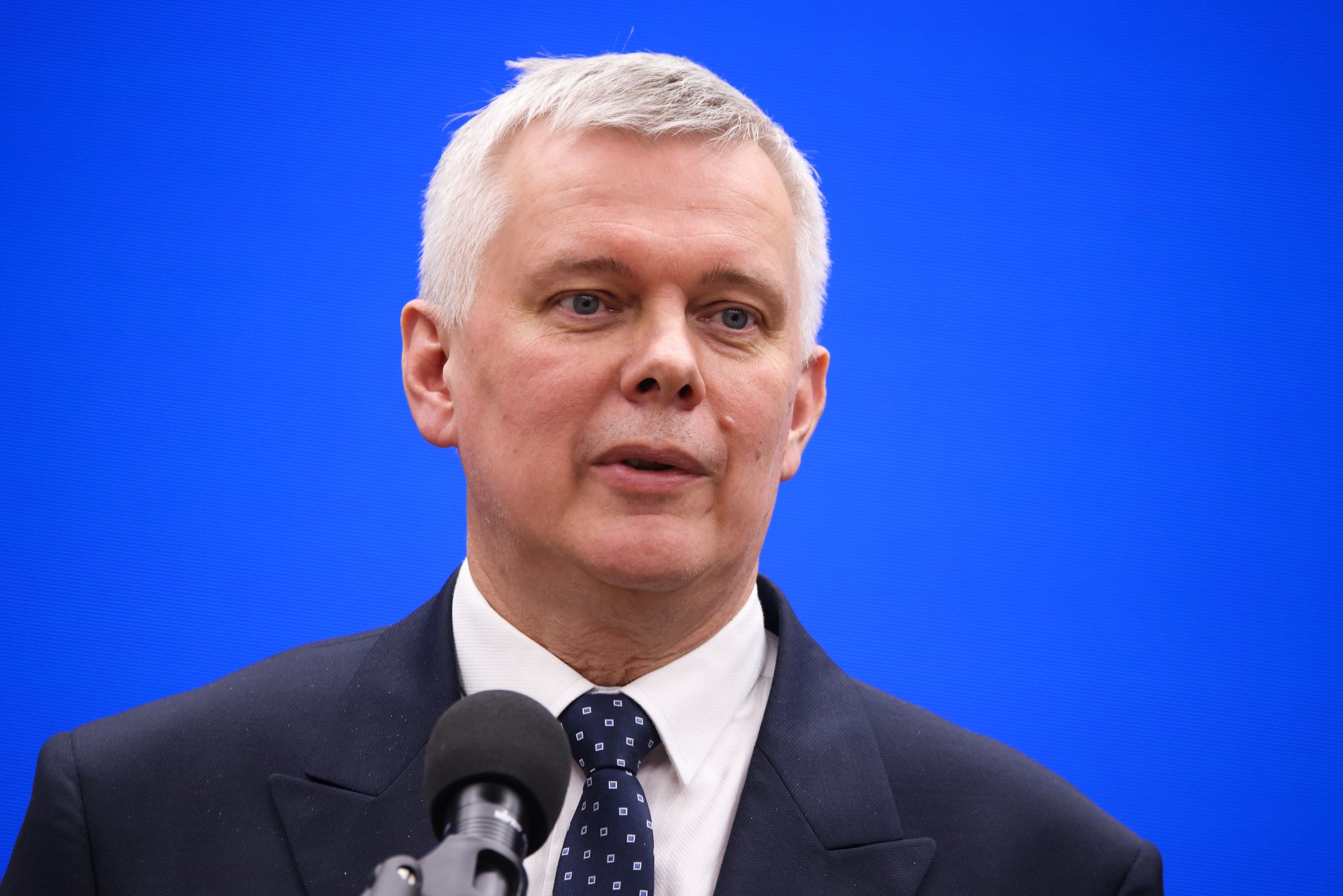 Tomasz Siemoniak, Ministry of the Interior and Administration , holds a press conference in Krakow, Poland on March 27, 2025 (Photo by Beata Zawrzel/NurPhoto via Getty Images)