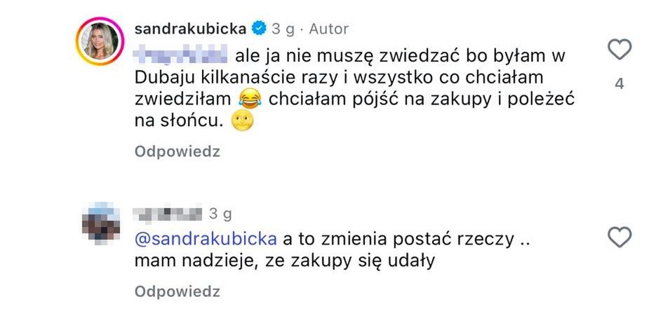 Dyskusja pod postem Sandry Kubickiej 